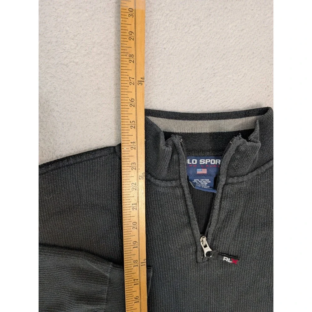 Ralph Lauren RLX Sweater Mens L Black‎ Vintage 1/4 Zip Premium Fabrics